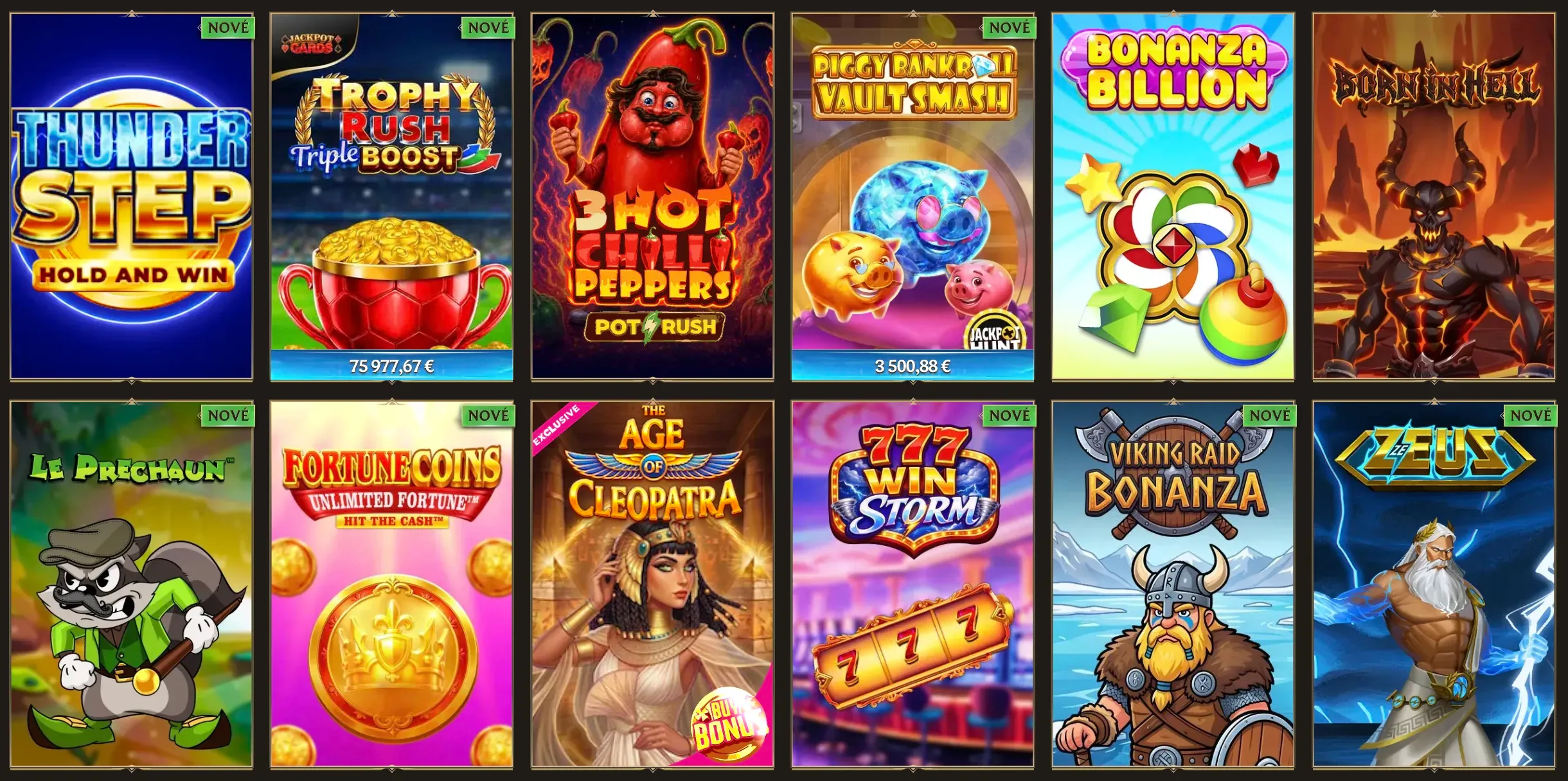 Sbírka her v Realz casino